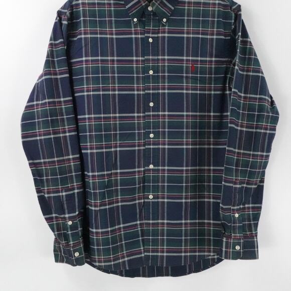 Ralph Lauren Shirt Mens XL Blue Green Plaid Slim Fit Stretch Oxford Button Down - Picture 7 of 11